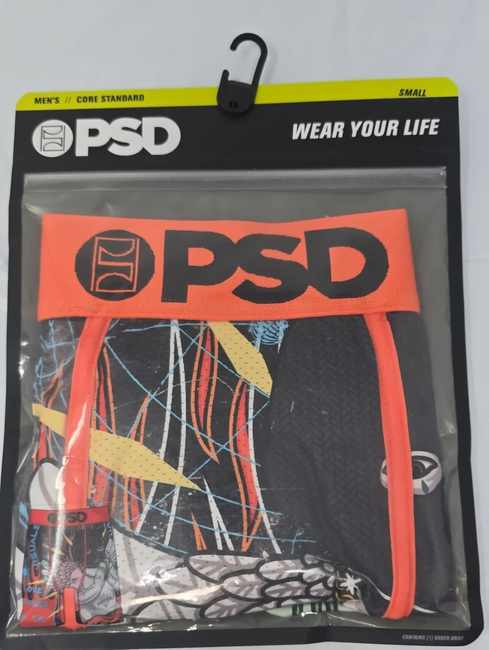 PSD Men’s Boxer Briefs - Neon Orange Waistband Love Sucks